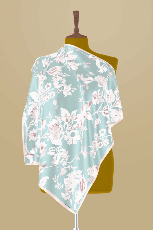 Lily-Satin Silk Square Tiffany Blue