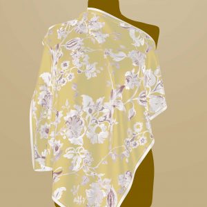 Luna-Satin Silk Square Beige & Green Floral