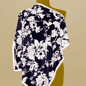 Maria-Satin Silk Square Black And Cream
