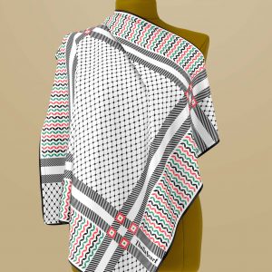 Rossele-Premium Cotton Voile Square White & Green