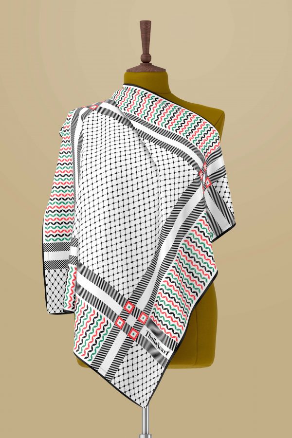 Rossele-Premium Cotton Voile Square White & Green