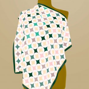 Sofia-Satin Silk Square Beige & Blue