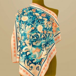 Tita-Premium Cotton Voile Square Orange & Green