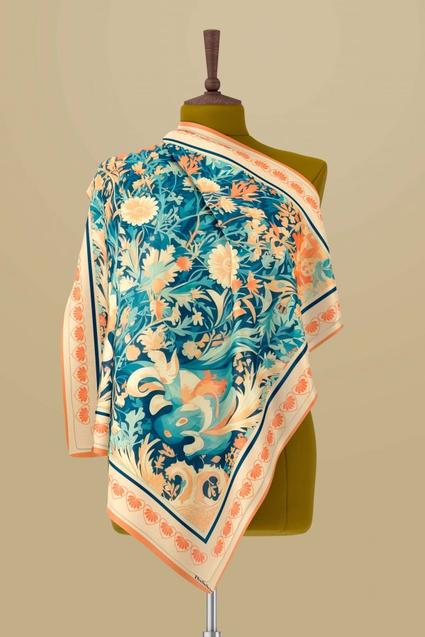 Tita-Premium Cotton Voile Square Orange & Green